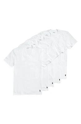 Polo Ralph Lauren 5-Pack Relaxed Fit Logo Embroidered V-Neck Undershirts White at Nordstrom,