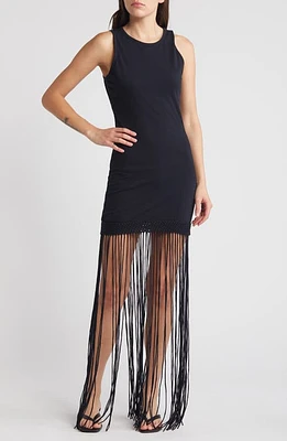 Faithfull the Brand Maceio Fringe Hem Dress Black at Nordstrom,