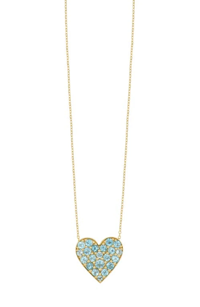 Bony Levy 14K Gold Swiss Blue Topaz Heart Pendant Necklace in 14K Yellow Gold at Nordstrom, Size 18