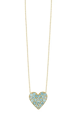 Bony Levy 14K Gold Swiss Blue Topaz Heart Pendant Necklace in 14K Yellow Gold at Nordstrom, Size 18