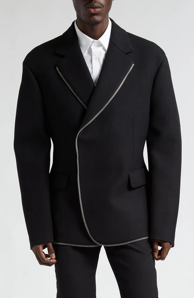 Off-White Zip Trim Japanese Virgin Wool Blazer Black at Nordstrom, Us