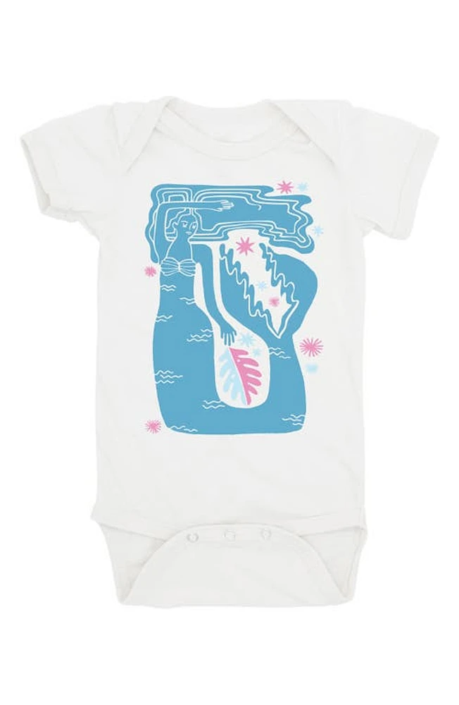 Feather 4 Arrow Mermaid Cotton Graphic Bodysuit White at Nordstrom, M