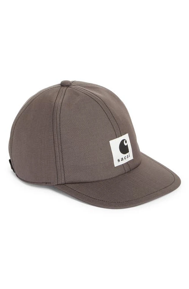 Sacai Carhartt WIP Bonded Suiting Adjustable Baseball Cap in Taupe at Nordstrom