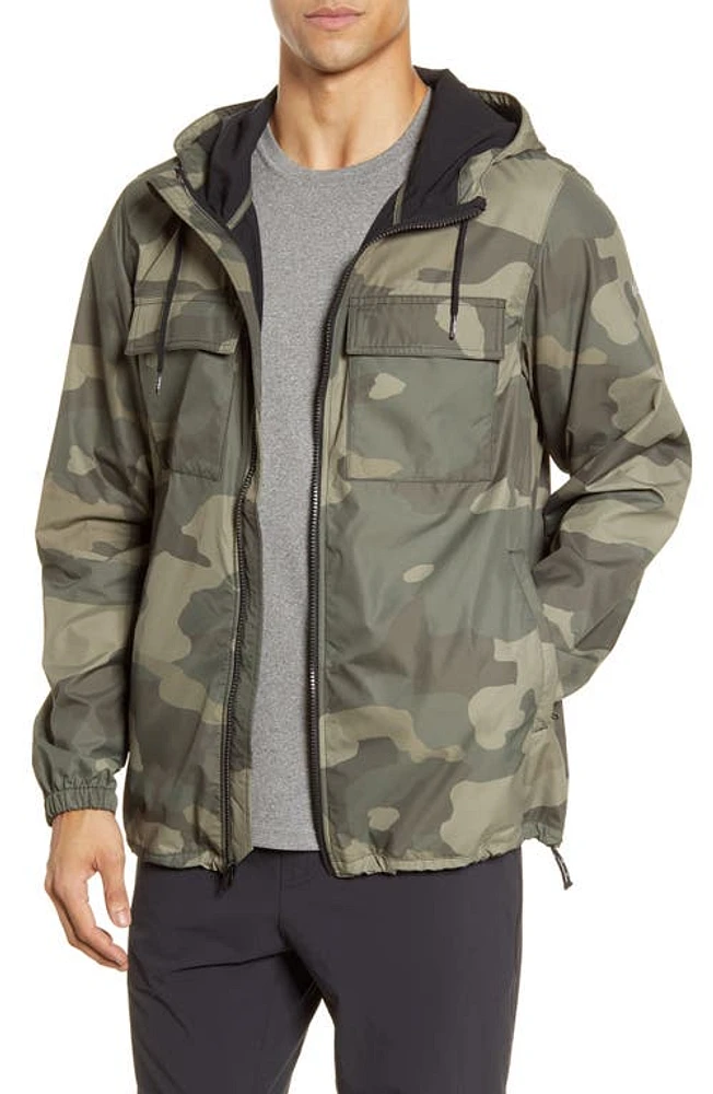 Alo Stride Camo Hooded Jacket Olive Branch Camouflage at Nordstrom,