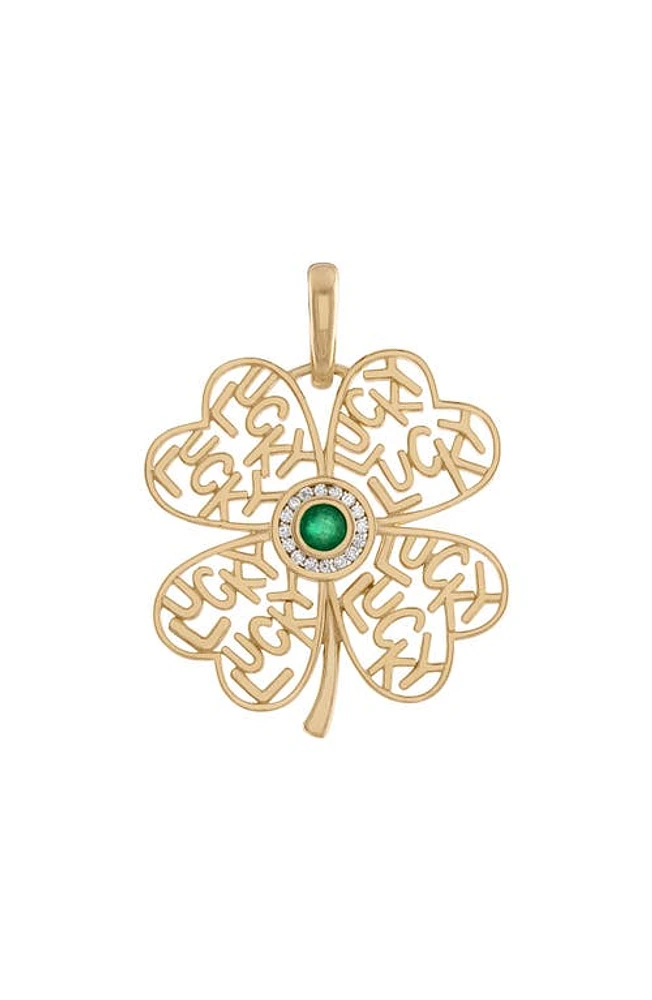 EDEN PRESLEY I Feel Lucky Pendant in Emerald/white Diamond at Nordstrom