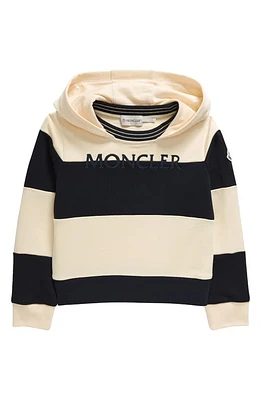 Moncler Kids' Logo Stripe Hoodie Navy at Nordstrom, Y