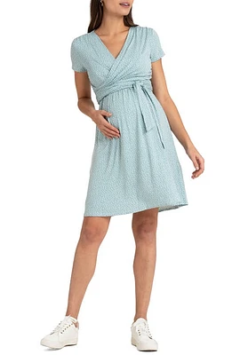 Seraphine Sage Dot Faux Wrap Maternity/Nursing Dress Sage/White at Nordstrom,