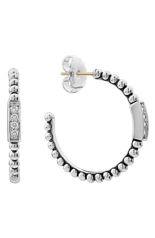 LAGOS Caviar Spark Diamond Hoop Earrings in Silver/Diamond at Nordstrom