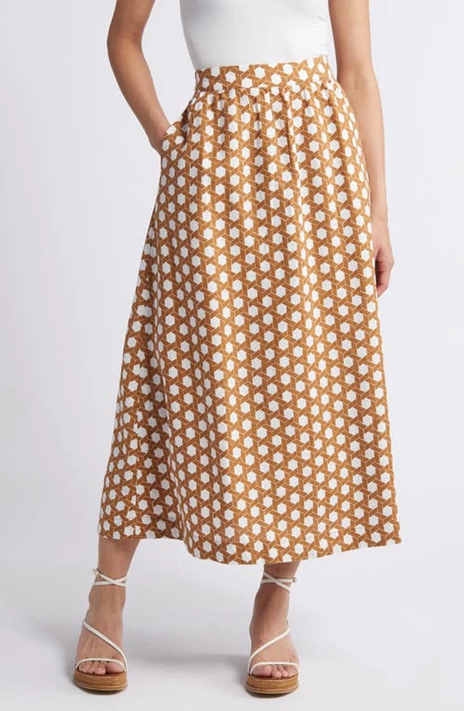 Boden Florence Geo Print Linen Skirt Rubber, Honeycomb at Nordstrom,