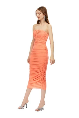 Nocturne Strapless Long Dress in Open Orange at Nordstrom