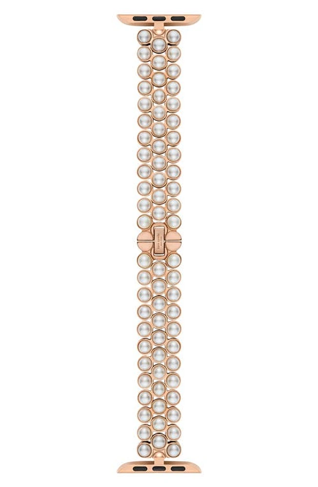 Kate Spade New York imitation pearl 16mm Apple Watch bracelet watchband in White at Nordstrom