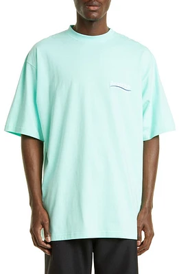 Balenciaga Campaign Logo Oversize Cotton Graphic Tee Mint White Blue at Nordstrom,