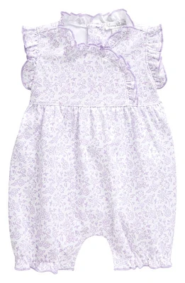 Kissy Kissy Floral Ruffle Pima Cotton Romper in Lilac at Nordstrom, Size 0-3M