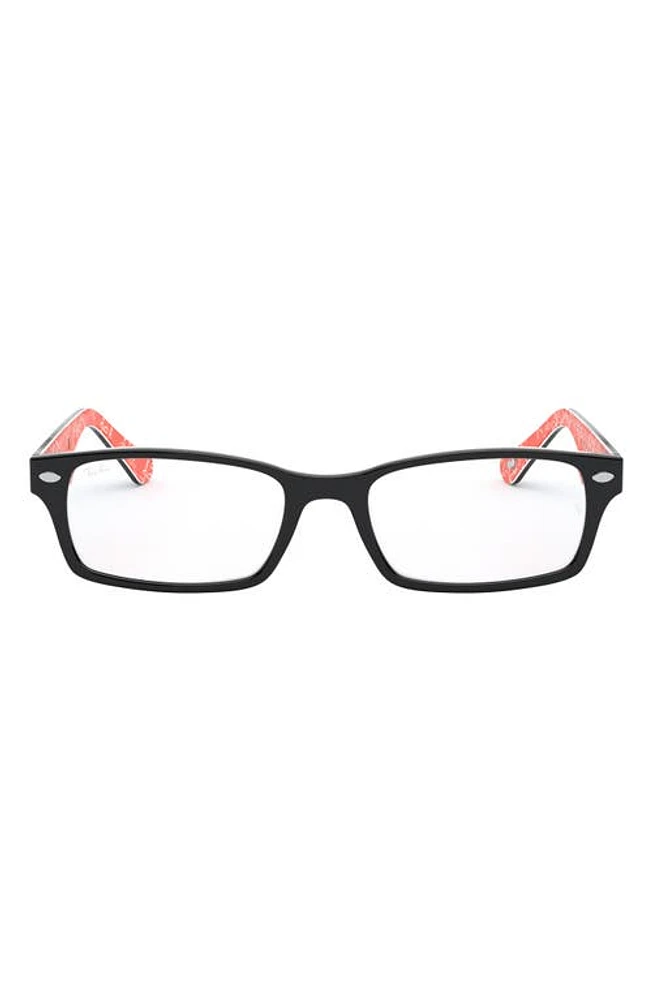 Ray-Ban Unisex 52mm Rectangular Optical Glasses in Black Red at Nordstrom