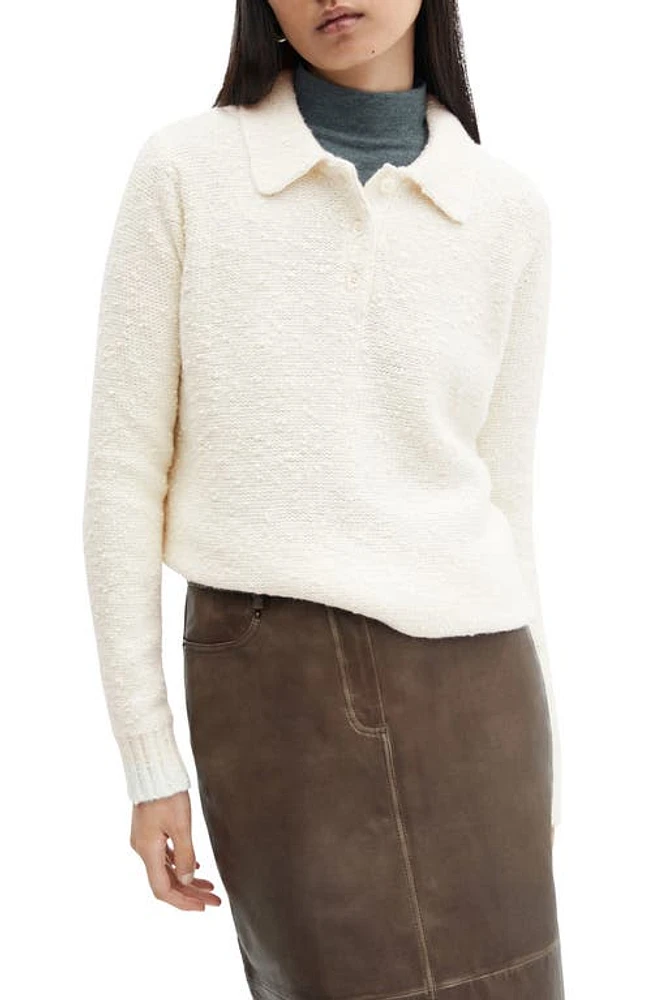 MANGO Knit Polo Sweater in Ecru at Nordstrom, Size X-Small