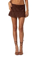 EDIKTED Lyra Stretch Lace Miniskirt Brown at Nordstrom,