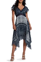 GUESS Tania Paisley Handkerchief Hem Dress in Sashiko Bandana Print at Nordstrom, Size Small