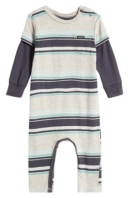 Volcom Stripe Slub Jersey Romper & Beanie Set Blue at Nordstrom,