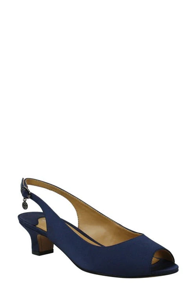 J. Reneé Jenvey Slingback Sandal Navy Satin at Nordstrom,