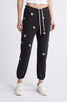 The GREAT. Stadium Daisy Embroidery Cotton Joggers Almost Black at Nordstrom,