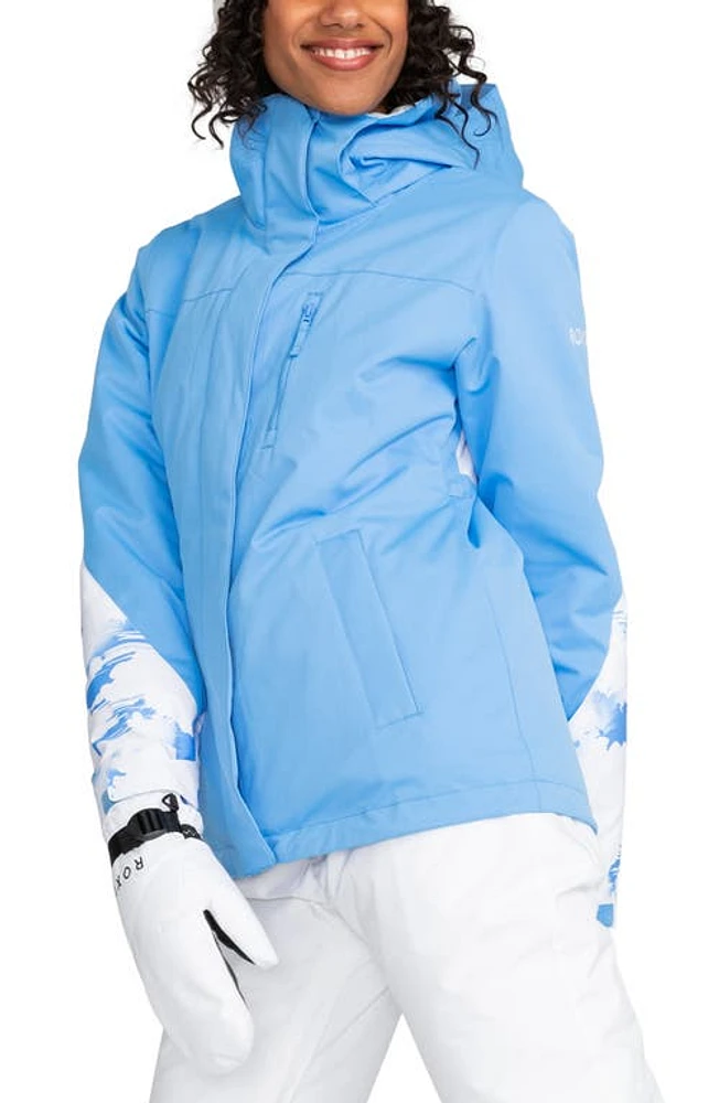 Roxy Jetty Block Durable Water Repellent Hooded Technical Snow Jacket Clouds at Nordstrom,