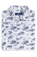 vineyard vines Toile Print Linen Short Sleeve Button-Up Shirt Ocean View White at Nordstrom,