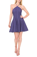 Parker The Dayna Halter Fit & Flare Linen Cotton Minidress Navy Berry at Nordstrom,