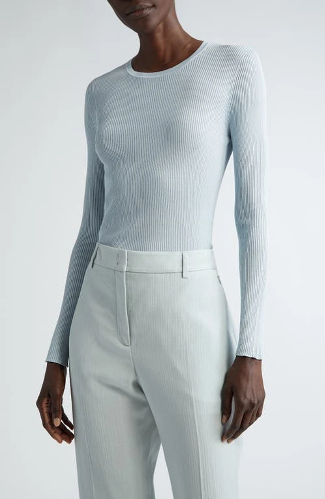 Akris Rib Silk & Cotton Crewneck Sweater at Nordstrom,