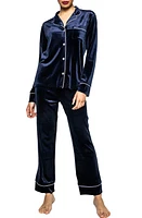 Petite Plume Women's Velour Pajamas in Navy at Nordstrom, Size X-Large