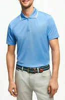 Brooks Brothers Tipped Piqué Performance Zip Golf Polo Ultramarine at Nordstrom,