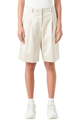 Grey Lab Pleated Wide Leg Satin Bermuda Shorts Cream at Nordstrom,