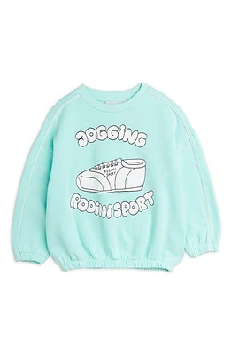 Mini Rodini Kids' Jogging Cotton Crewneck Sweatshirt Green at Nordstrom,