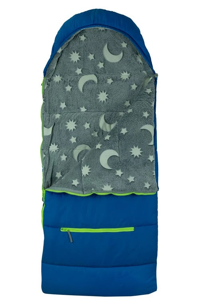 mimish Kids' Sleep-n-Pack Glow in the Dark Sleeping Bag Backpack in Surfer Blue at Nordstrom