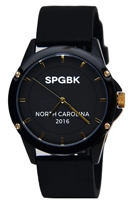 SPGBK Watches Cumberland Silicone Strap Watch, 42mm in Black/Gold at Nordstrom