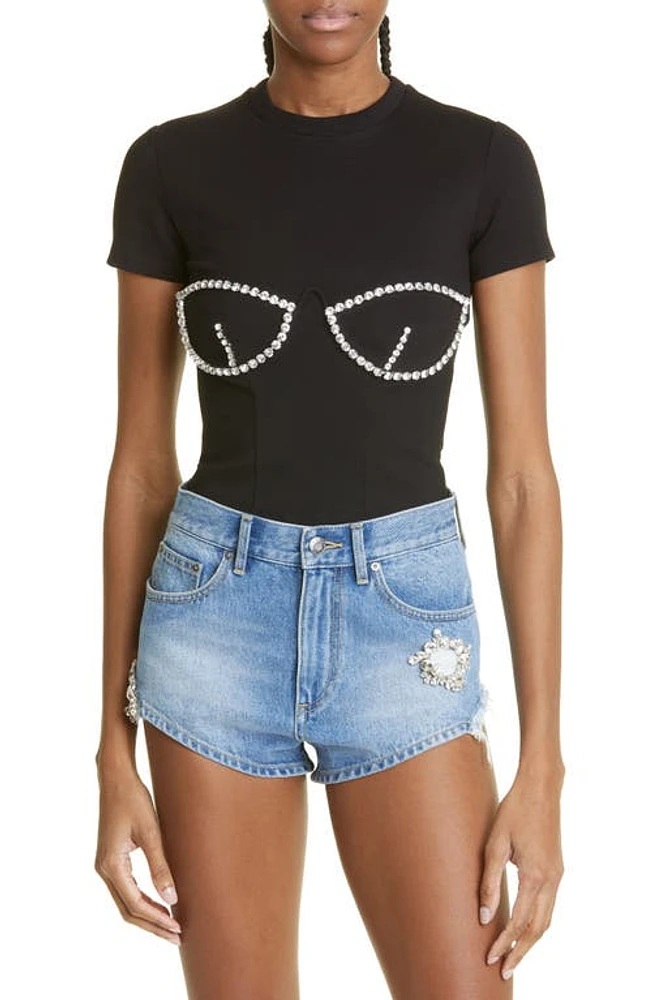 Area Crystal Bustier Cup T-Shirt at Nordstrom,