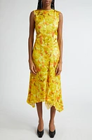 Acne Studios Difella Blurred Flower Satin Midi Dress at Nordstrom, Us