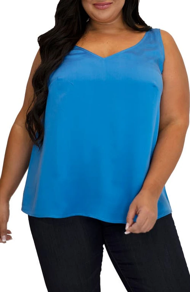 Marée Pour Toi Silk Tank Top in French Blue at Nordstrom, Size 24W