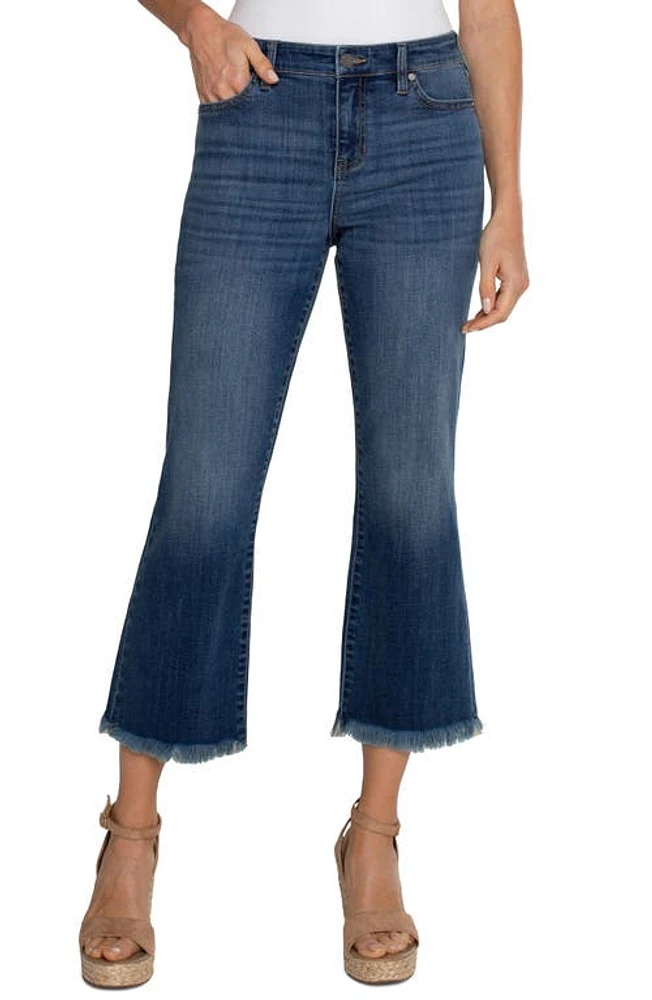 Liverpool Los Angeles Hannah Frayed Crop Flare Jeans Elkmont at Nordstrom,