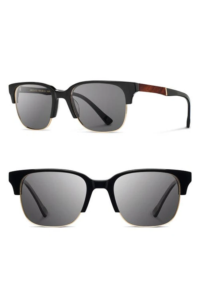 Shwood 'Newport' Sunglasses in Black/Mahogany/Grey at Nordstrom