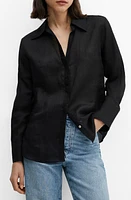 MANGO Ramie Button-Up Shirt at Nordstrom,