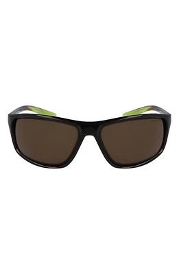 Nike Adrenaline 66mm Rectangular Sunglasses in Velvet Brown/Med Olive/Brown at Nordstrom