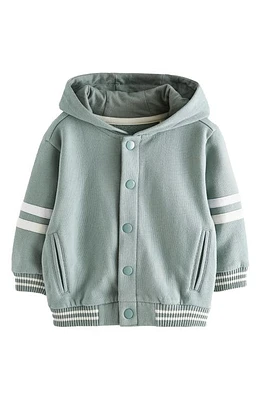 NEXT Kids' Varsity Stripe Hoodie Jacket Green at Nordstrom,