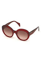 Bally 54mm Round Sunglasses in Shiny Red /Gradient Brown at Nordstrom