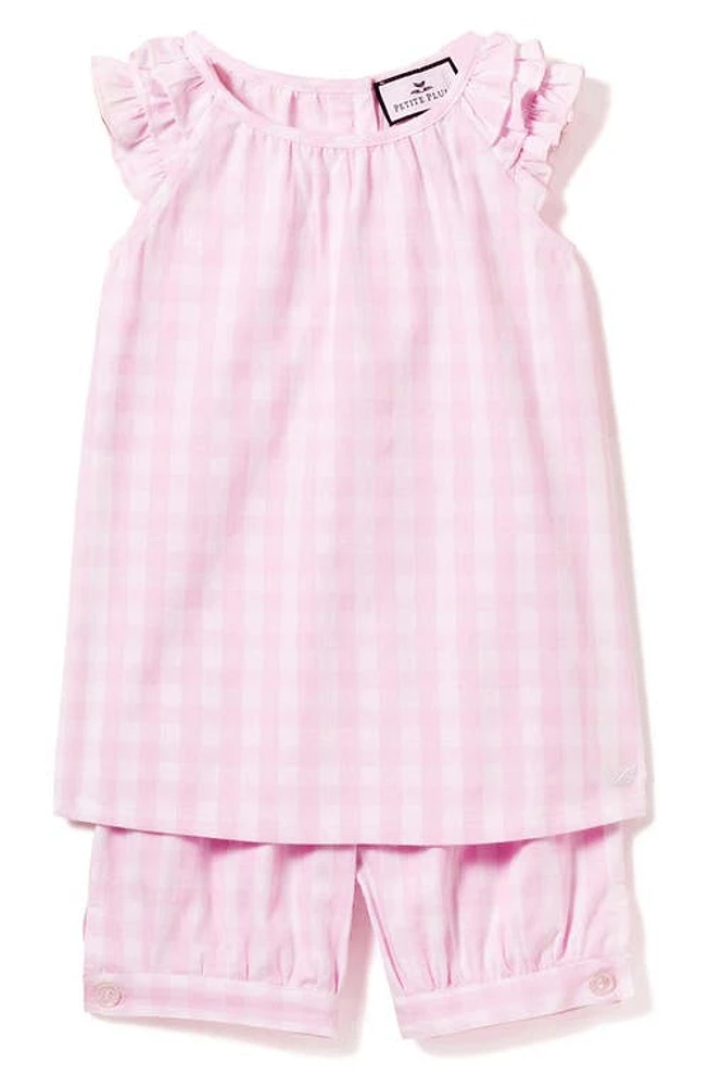 Petite Plume Amelie Gingham Two-Piece Short Set Pink at Nordstrom,