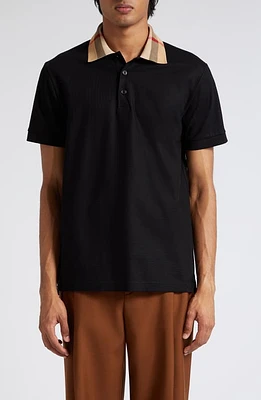 burberry Cody Check Collar Cotton Piqué Polo at Nordstrom