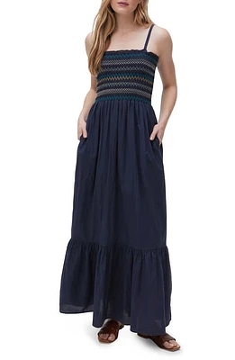 Michael Stars Alejandra Smocked Ruffle Hem Maxi Dress in Admiral at Nordstrom, Size Medium