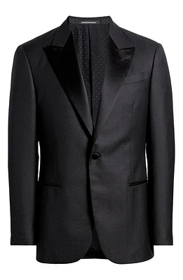 Emporio Armani G-Line Peaked Satin Lapel Dinner Jacket in Solid Dark Grey at Nordstrom, Size 48 Us