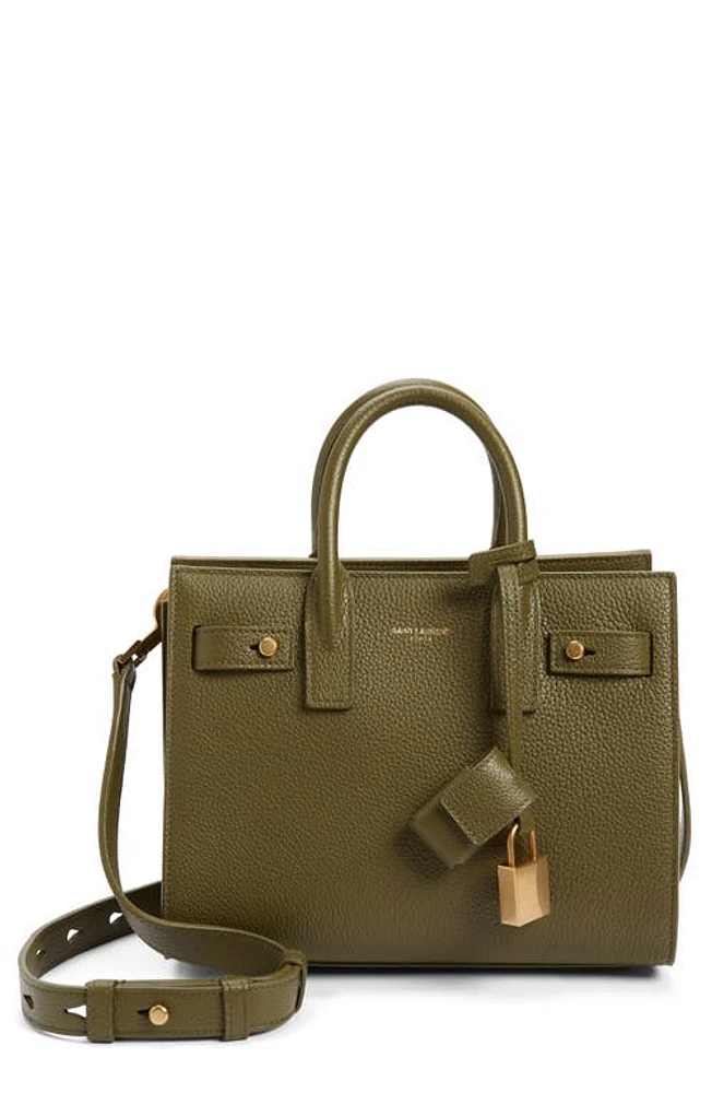 Saint Laurent Nano Sac de Jour Calfskin Convertible Tote in Loden Green at Nordstrom, Size No Size