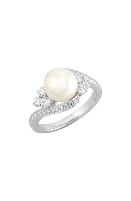 Mikimoto Classic Pearl & Diamond Ring in 18Kw at Nordstrom, Size 6.5