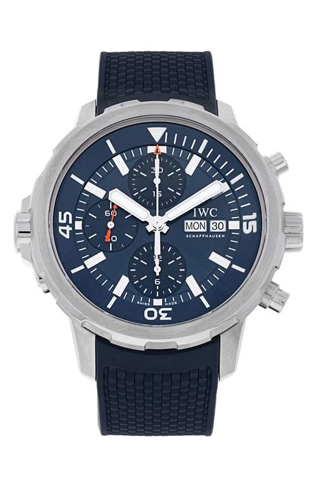 Watchfinder & Co. IWC Preowned 2018 Aquatimer Rubber Strap Chronograph Watch, 44mm in Blue at Nordstrom